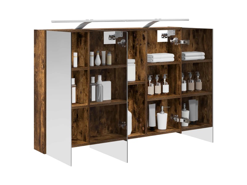 Amoire de salle de bain, meuble de salle de bain avec miroir chêne fumé shl2050 - Conforama C
