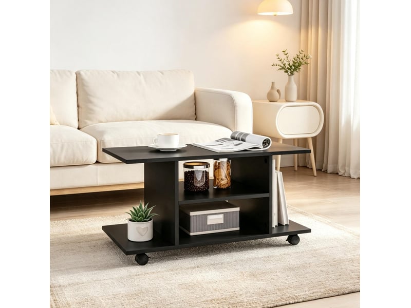  Meuble tv modenvie mobile à roulettes 80 x 40 x 40 cm noir  - Conforama D
