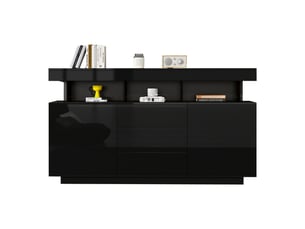 Buffet 2 porte(s) 3 tiroir(s) BGSRYAO - 140 cm coloris noir
