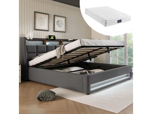 Lit coffre 160x200 cm <strong>SWEIKO</strong>  <strong></strong> coloris gris