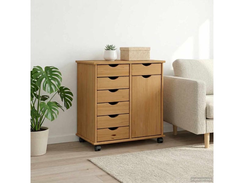  Caisson roulant de bureau 63,5 x 39 x 65,5 cm bois de pin massif shl5132  - Conforama C