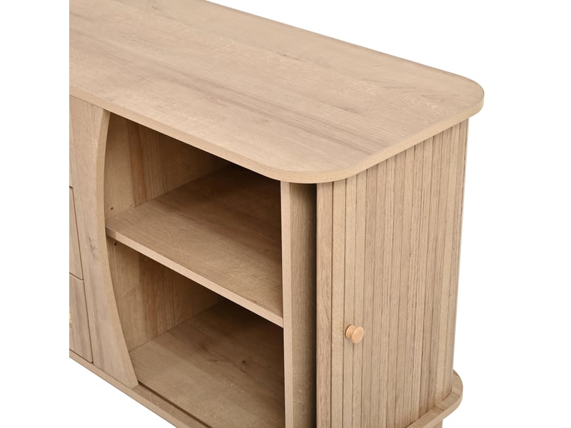  Buffet bas 141 cm avec portes coulissantes et 3 tiroirs homvra  - Conforama C