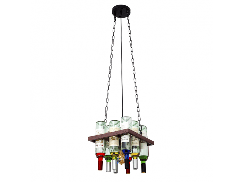  Colgante rústico abrila bodega con 8 botellas 1 luz e27 marrón rústico marrón, 120 x 32 x 32 cm 124598002 - Conforama A