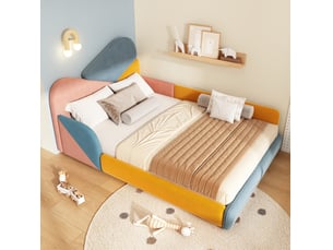Lit simple 140x200 cm <strong>HAVRYA</strong>  <strong></strong> coloris multicolore