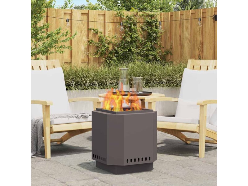  Brasero exterieur, foyer sans fumée noir 48x48x51 cm acier patiné shl30023  - Conforama B