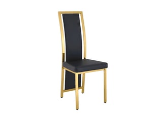 Lot de 4 chaises de salle à manger noires et dorées, revêtement en cuir pu et cadre en métal robuste, dossier haut 109 cm