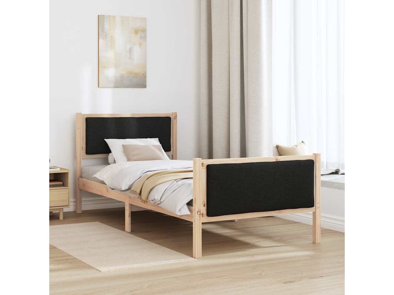 Lit simple- lit adulte - cadre de lit avec tête de lit noir 100 x 200 cm tissu - Conforama C