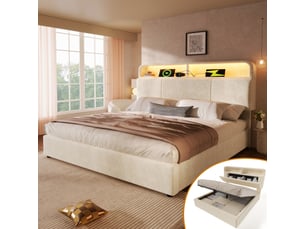 Lit coffre 140x190 cm evarich coloris beige