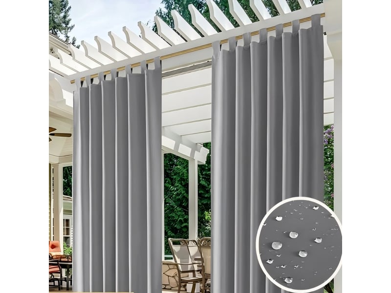  Rideaux d'extérieur imperméables et occultants pour terrasse, 132 x 241 cm, en polyester, pour balcon, pavillon, jardin  - Conforama E