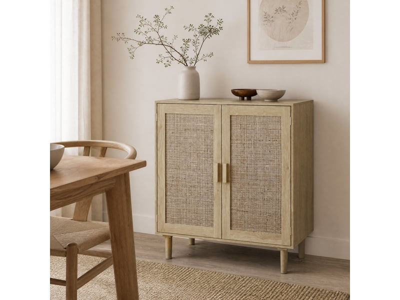  Meuble de rangement à 2 portes magnétiques 80x40x88 cm en mdf coloris naturel  - Conforama C