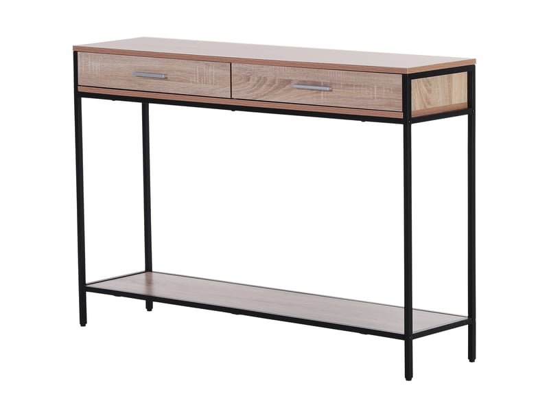  Console d'entrée avec tiroirs et structure en acier pour couloir, 120 x 30 x 81,5 cm, chêne  - Conforama B
