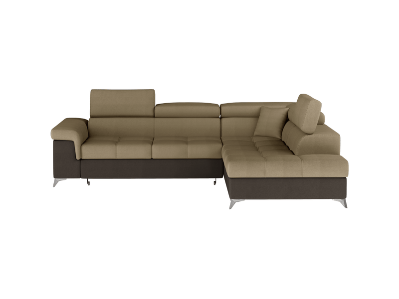  Canapé d'angle convertible palazzo 4 places marron clair et foncé – angle droit avec 1 coussin  - Conforama A