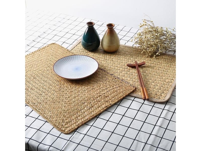 Rapanda – ensemble de 4 sets de table en jonc de mer naturel 43 x 30 cm – rectangulaires en rotin tressé – faciles à nettoyer – pour table à mangerbasse - Conforama D