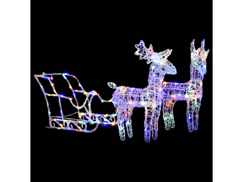  Décoration de noël rennes et traîneau 160 led 130 cm acrylique  - Conforama C