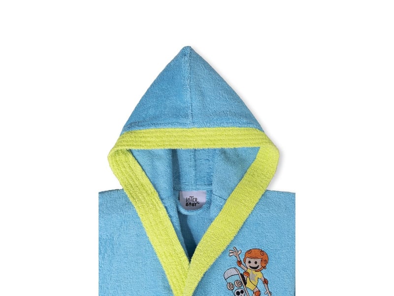  Peignoir de bain enfant interbaby taille 14 ans - turquoise - coton éponge 00515-T14-30 - Conforama D