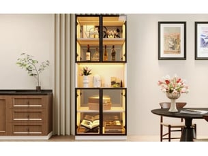 Vitrine coloris blanc 4 étagère(s) <strong>SEYAKANY</strong> <strong></strong> - 70 cmx170 cm