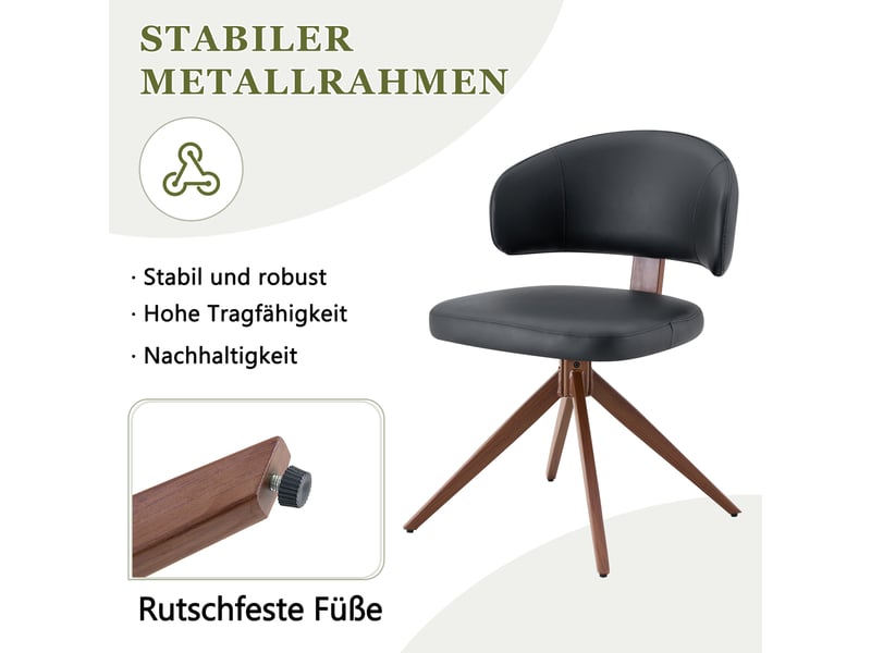  Chaise de bureau pivotante,69,5x50,5x77 cm,avec dossier,pu,noir  - Conforama E