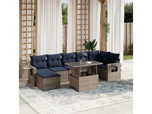Vidaxl ensemble de canapé de jardin 8 pcs avec coussins gris résine tressée