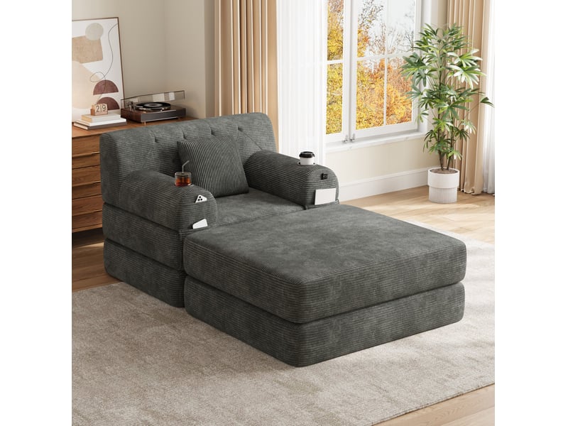 Fauteuil convertible 1 place avec repose-pieds et rangements evryae - Conforama D