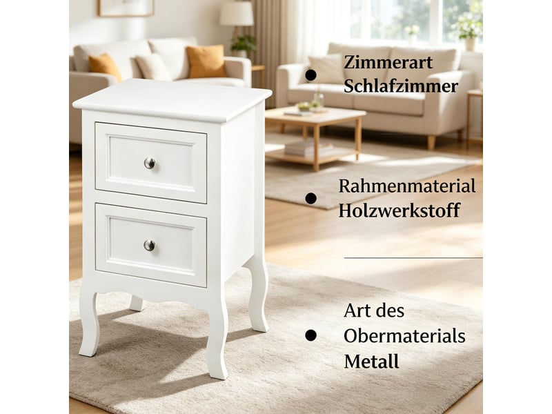  Petit meuble de séjour - avec rangement - avec tiroirs - design moderne - structure robuste - panneau de fibres de densité moyennemétal - blanc 30x40x60cm - Conforama D