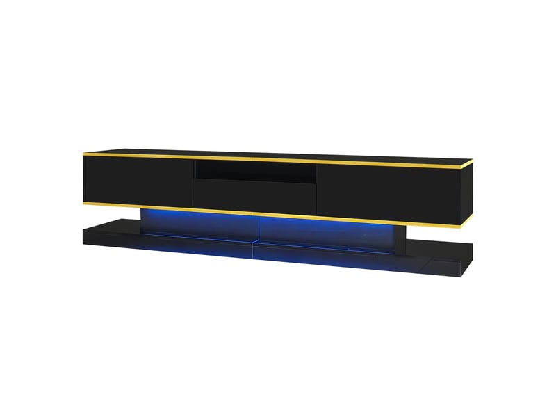  Meuble tv led180cm avec trois tiroirs et un compartiment ouvert,lumières led à changement de couleur  - Conforama A