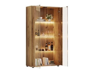 Vitrine coloris naturel 4 étagère(s) WISHDOR  - 80 cmx150.5 cm