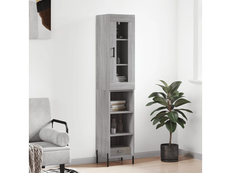  Buffet haut - bahut - meuble de rangement sonoma gris 34,5x34x180 cm bois d'ingénierie  - Conforama B