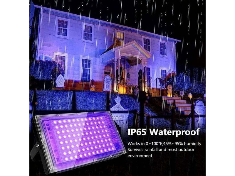  Projecteur led uv 100w lumière noire ip65, pour aquarium, peinture fluorescente, néon, bar, fête - lot de 2  - Conforama D