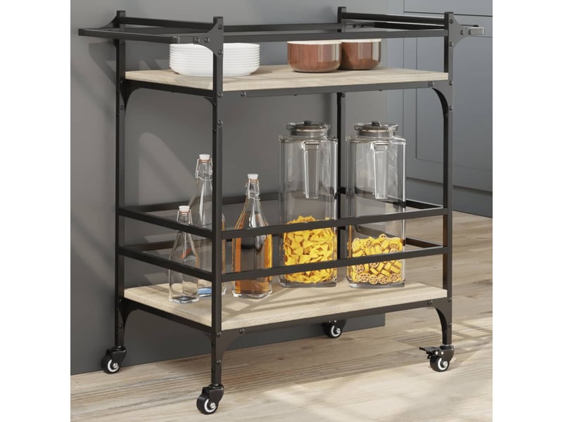  Desserte de cuisine, chariot de rangement chêne sonoma 82x40x78,5 cm bois d'ingénierie  - Conforama B
