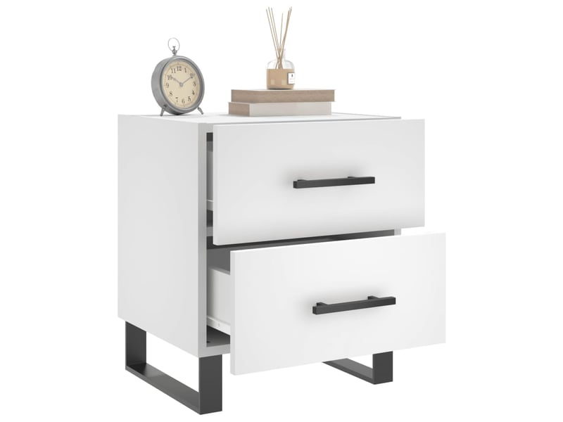  Tables de chevet 2 pièces blanc 40x35x47,5 cm bois d’ingénierie  - Conforama D