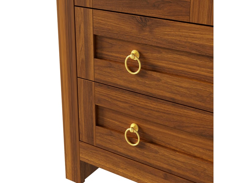  Armoire-penderie 76x50x185cm avec portes vitrées, tringle, 2 tiroirs et éclairage led multicolore, design incurvé - effet noyer  - Conforama D