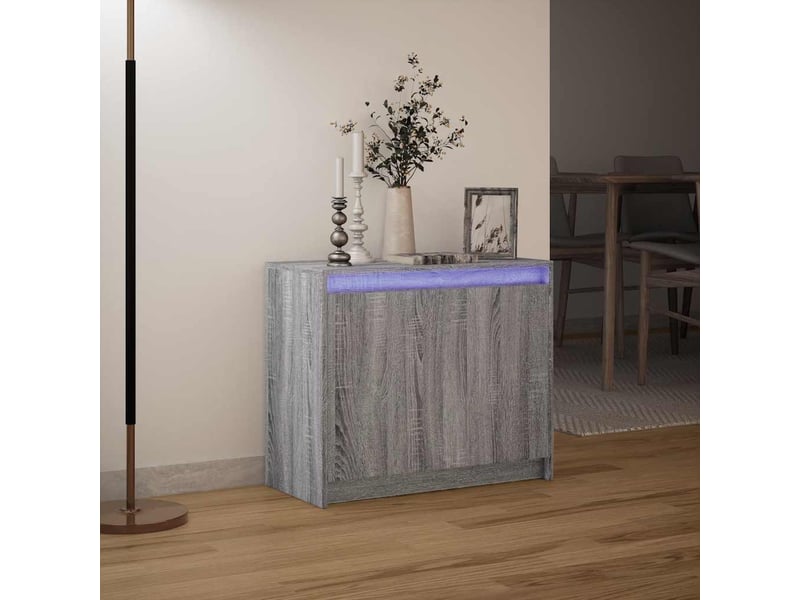  Buffet - bahut - meuble de rangement avec led sonoma gris 72x34x61 cm bois d'ingénierie  - Conforama E