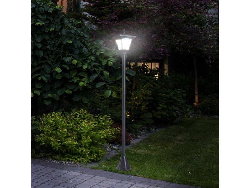  Lampadaire lanterne solaire d'extérieur 15 x 15 x 120 cm noir en plastique, éclairage led pour jardin et allée  - Conforama B