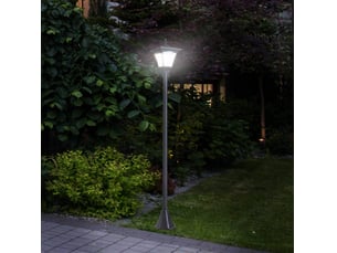 Lampadaire lanterne solaire d'extérieur 15 x 15 x 120 cm noir en plastique, éclairage led pour jardin et allée