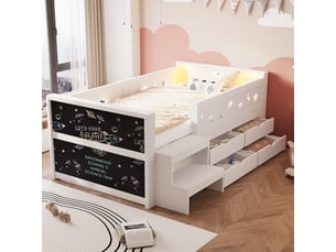 Lit simple 90x200 cm coloris blanc