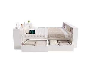 Lit avec rangement 90x200 cm Morn Vibe coloris blanc