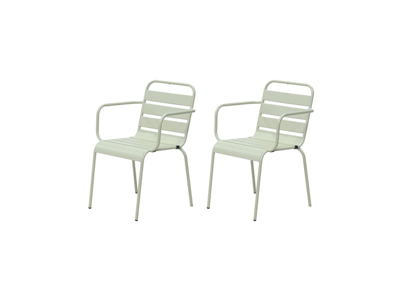  Lot de 2 chaises de jardin en métal beige avec accoudoirs - baca  - Conforama A