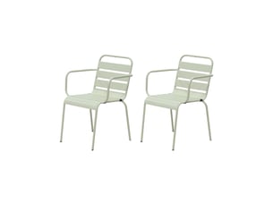 Lot de 2 chaises de jardin en métal beige avec accoudoirs - baca