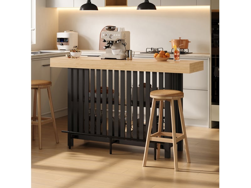  Table de bar avec repose-pieds et étagère à 2 niveaux, 160 x 40 x 105 cm, noire  - Conforama D