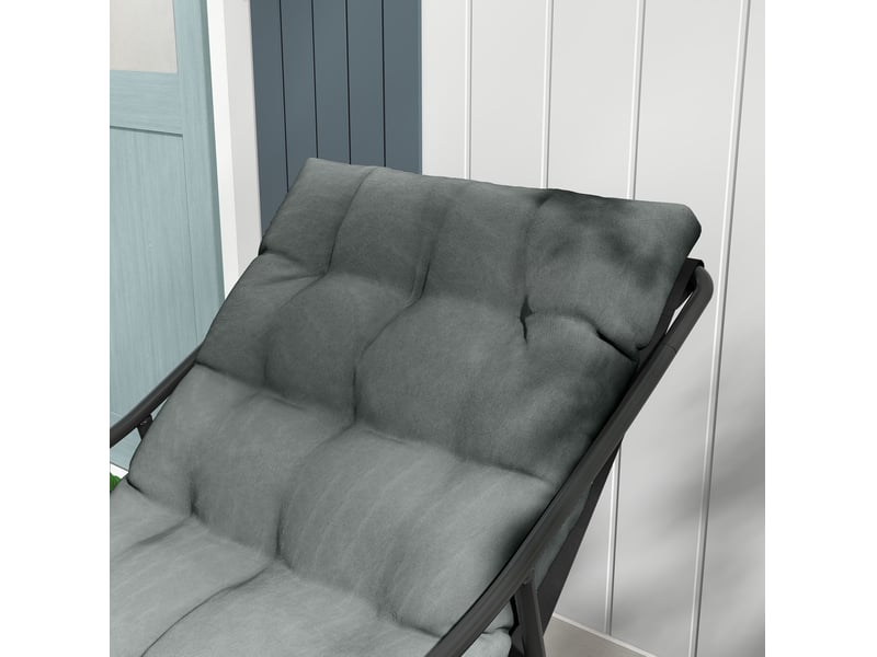  Fauteuil lounge de jardin 62x110x88 cm – gris – coussin épais de 10 cm, accoudoirs, structure en acier  - Conforama E