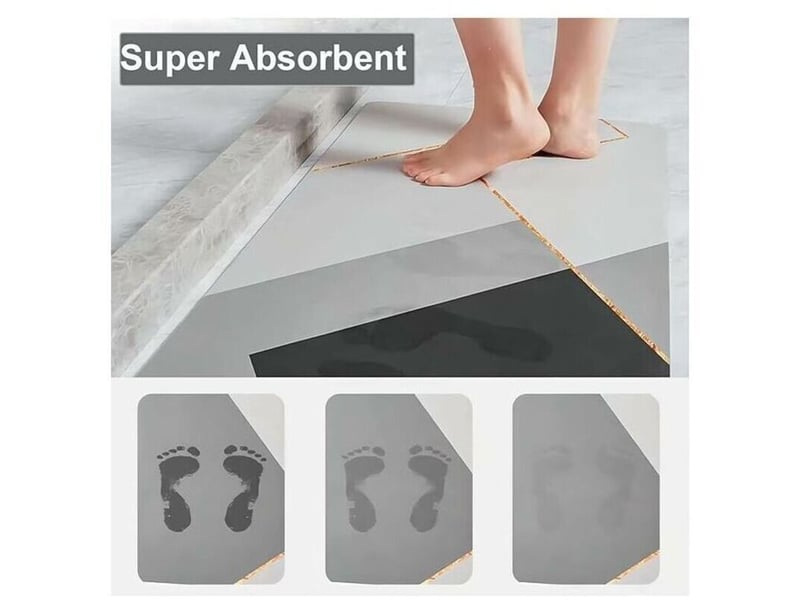  Enowelir tapis de bain antidérapant absorbant en diatomite microfibre doux séchage rapide gris 40x60 cm  - Conforama B