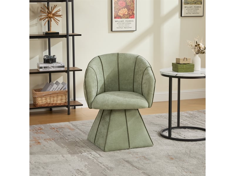  Chaise pivotante 56x54x74.5cm - fauteuil ergonomique coquillage en tissu chenille pour adulte et adolescent salon - vert olive  - Conforama C