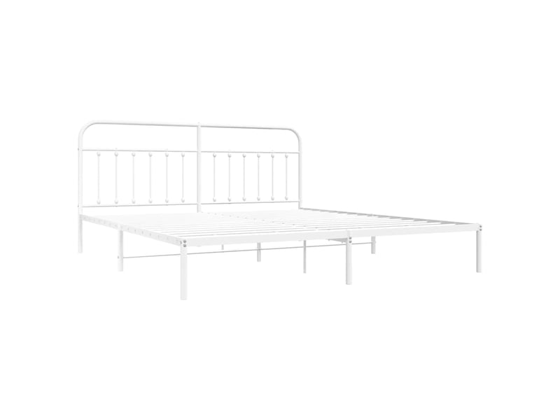  Lit double- lit adulte -  cadre de lit métal sans matelas et tête de lit blanc 200x200 cm  - Conforama B