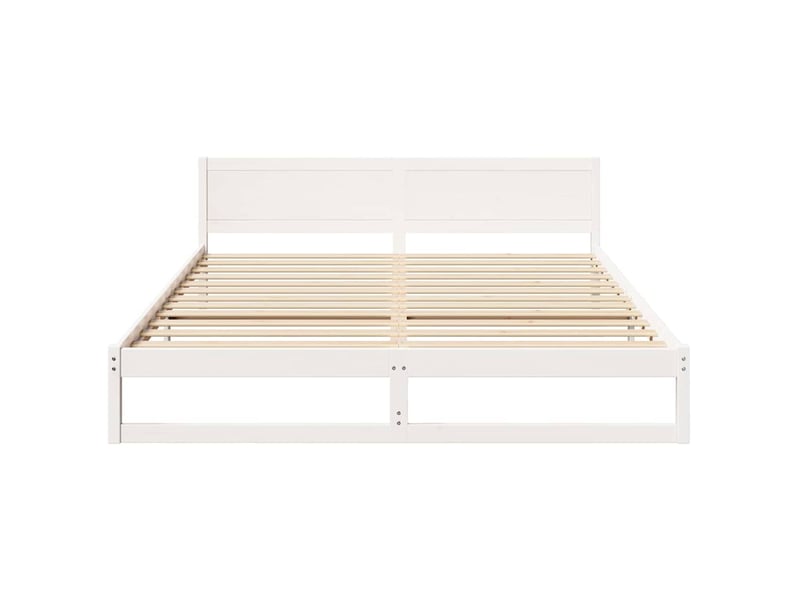  Lit double- lit adulte -  cadre de lit avec tête de lit blanc 200 x 200 cm pin massif  - Conforama D