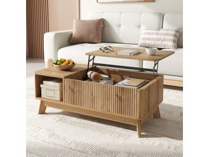 Table basse rectangulaire coloris bois clair <strong>OOIILLEE</strong> <strong>Luxe haut de gamme</strong> - 48 cmx95 cm
