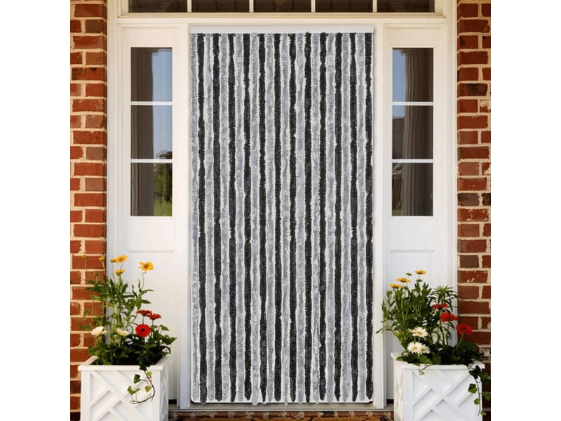  Rideau anti-mouches, moustiquaire gris et noir 100x220 cm chenille cf43545  - Conforama B