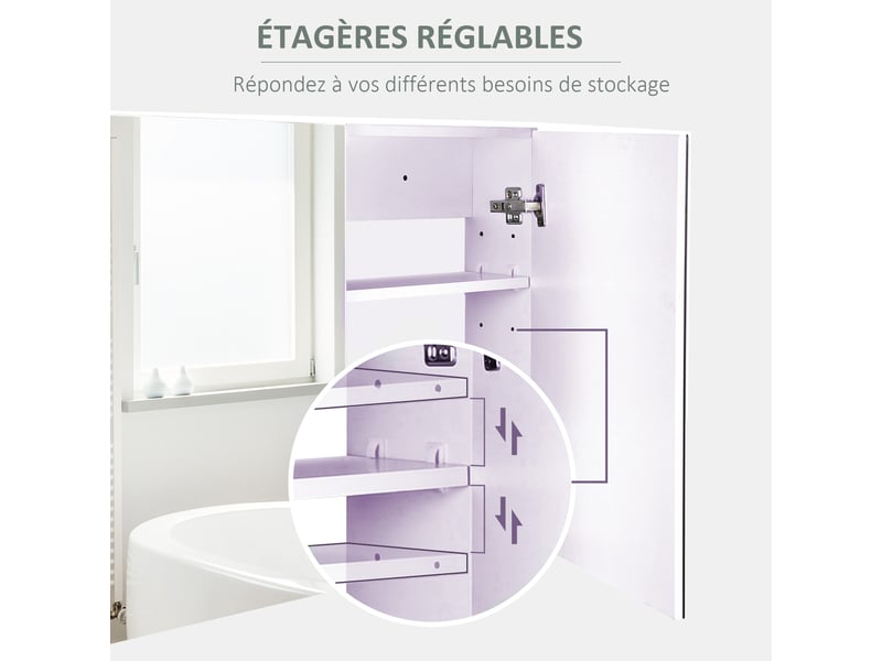  Armoire de toilette murale avec miroir en mdf blanc  - Conforama E