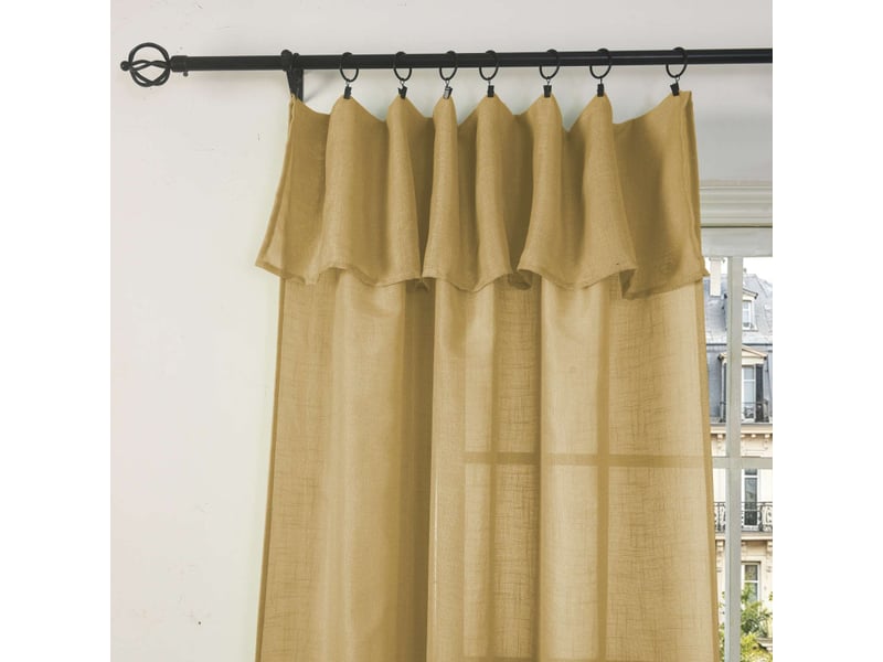 Lot de 2 voilages ajustables + 8 anneaux pince 140 x 270 cm evasion polyester effet lin - Conforama C