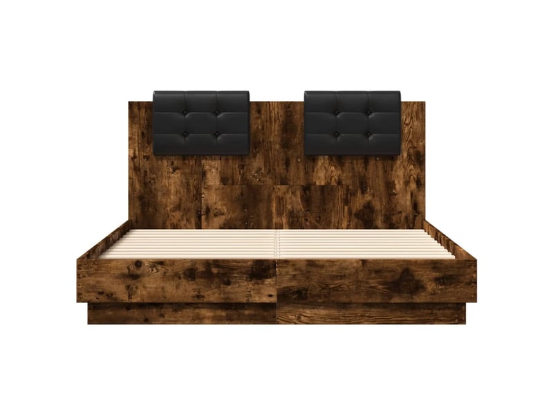  Lit double- lit adulte -  cadre de lit sans matelas chêne fumé 120x190 cm  - Conforama C