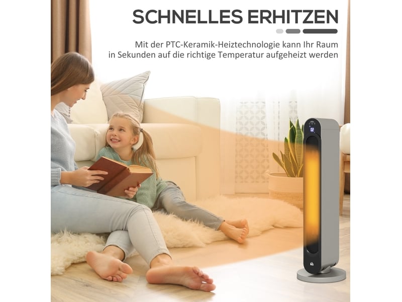  Chauffage soufflant électrique 25x25x73.5 cm 3 modes ptc argent  - Conforama C
